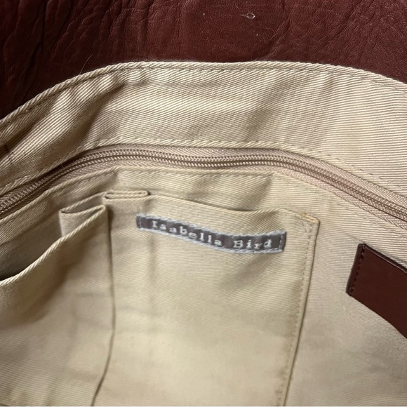 Anthropologie Isabella Bird Brown Leather Bag w/ Tooled Leather Front Pocket - Picture 5 of 10
